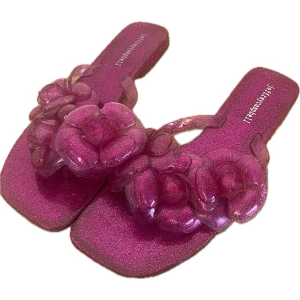 Jeffrey Campbell Pink Jelly Flower Slide Sandals